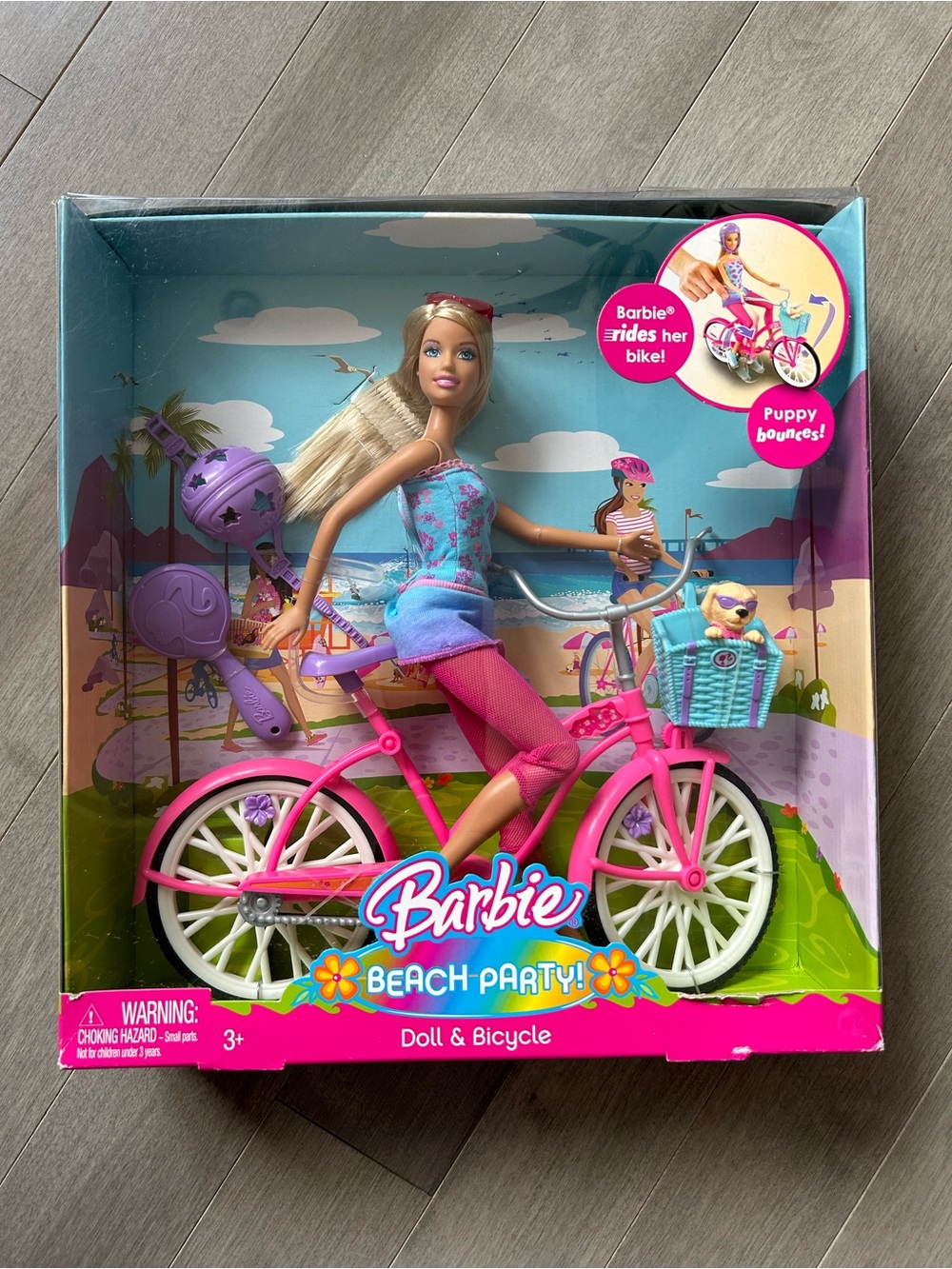 2008 Beach Party Barbie Doll And Bicycle Play Set
